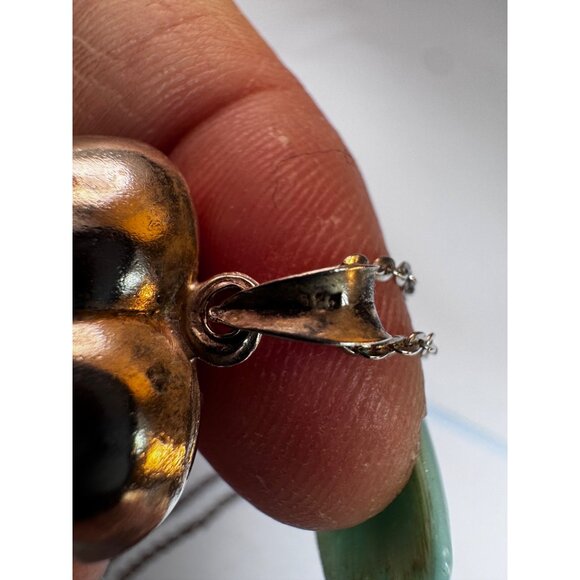 Estate 925 Sterling Silver Puffy Heart Pendant Necklace – Vintage Solid Charm - Picture 5 of 7